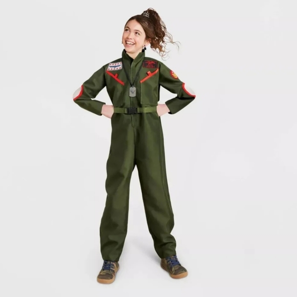 Girls Halloween Costume Fighter Pilot Unisex Pilot Costume Hyde & Eek size 12-14 - Picture 1 of 10